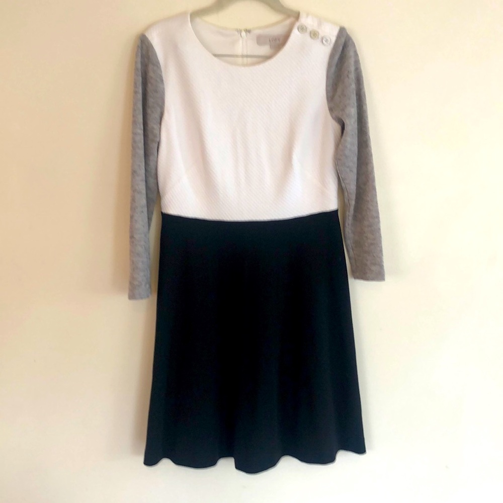 Loft White, Gray and Black Dress Size 4